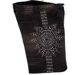 Sunflower Waterdrop Rhinestone Washed Denim Shorts 2 colors 28899679