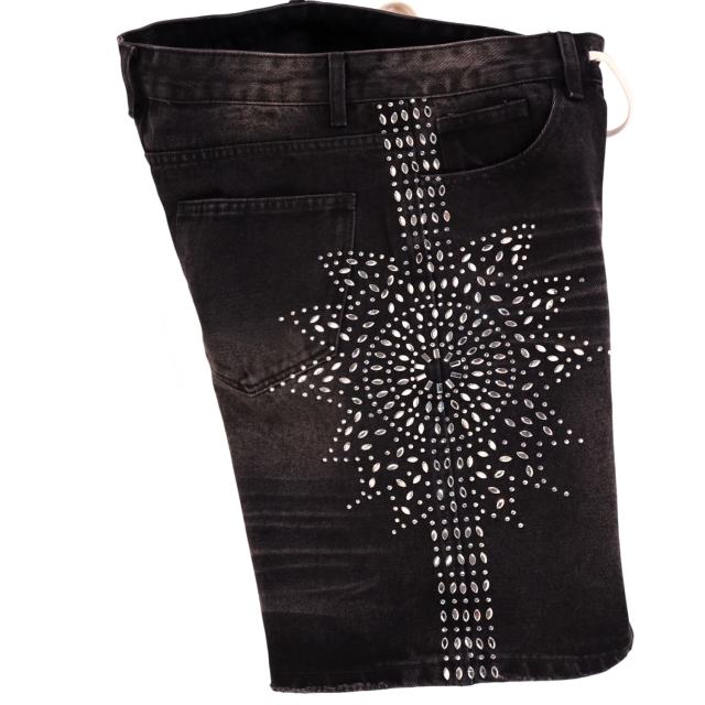 Sunflower Waterdrop Rhinestone Washed Denim Shorts 2 colors 28899679