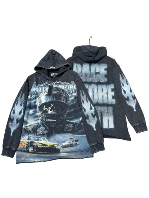 Skeleton Black Knight Print Washed Hoodie 28696540