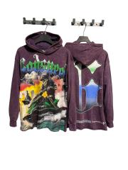 Dusk Skeleton Rowing Boat Print Washed Hoodie 28696541