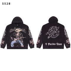 Skeleton Playing Guitar Print Washed Hoodie 2 colors 28620253