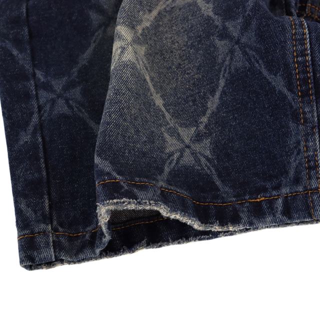 Quilted Laser-Cut Washed Denim Shorts 2 colors 28899678