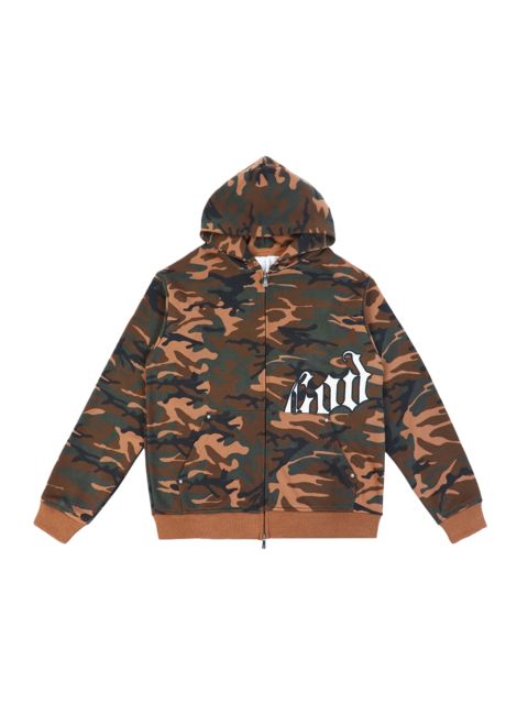 Camouflage Embroidered Letter Zipper Hoodie 4 colors 28705421