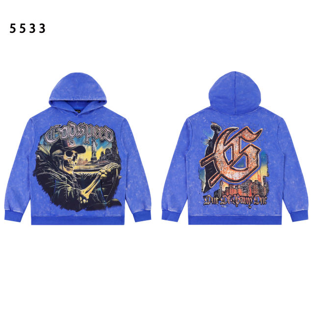 Skull Driving Print Washed Version Hoodie 2 colors 28476795