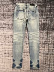 1:1 Quality Amir* Ripped Washed Leather Patch Denim Jeans Pants