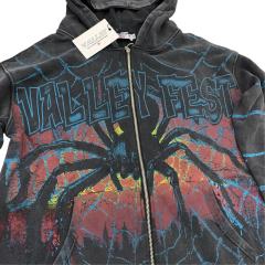 Spider Alphabet Print Washed Version Hoodie 28559500