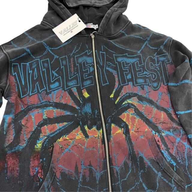 Spider Alphabet Print Washed Version Hoodie 28559500