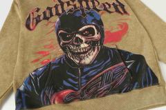 Black Cycling Suit Skull Print Washed Hoodie 2 colors 28696537