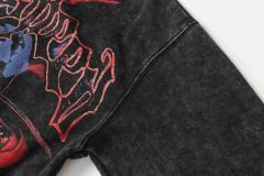 Black Cycling Suit Skull Print Washed Hoodie 2 colors 28696537