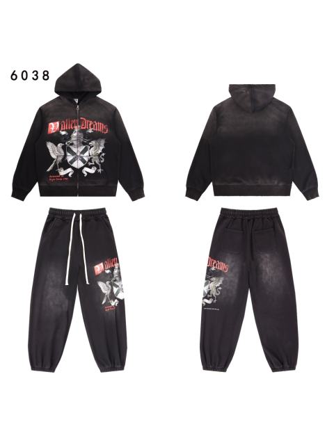 Eagle Evil Dragon God Print Washed Version Hoodie & Pants Set 2 colors 28705416
