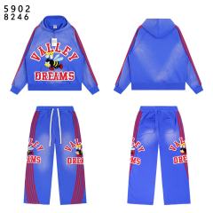 Angry Bee Print Washed Version Hoodie & Pants Set 4 colors 28705419