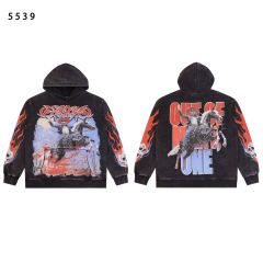 Skeleton Horse Riding Flame Print Washed Version Hoodie 2 colors 28576268