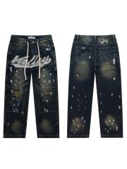 Rainbow Candy Embroidery Beaded Rhinestone Washed Jeans 2 colors 28899681