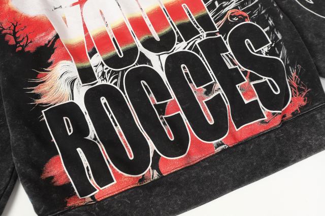 Skeleton Robot Print Washed Hoodie 2 colors 28696536