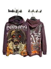 Skeleton Dollar Letter Print Washed Hoodie 2 colors 28690404