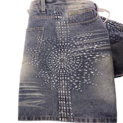 Sunflower Waterdrop Rhinestone Washed Denim Shorts 2 colors 28899679