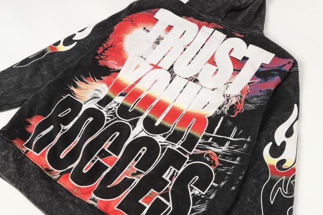 Skeleton Robot Print Washed Hoodie 2 colors 28696536