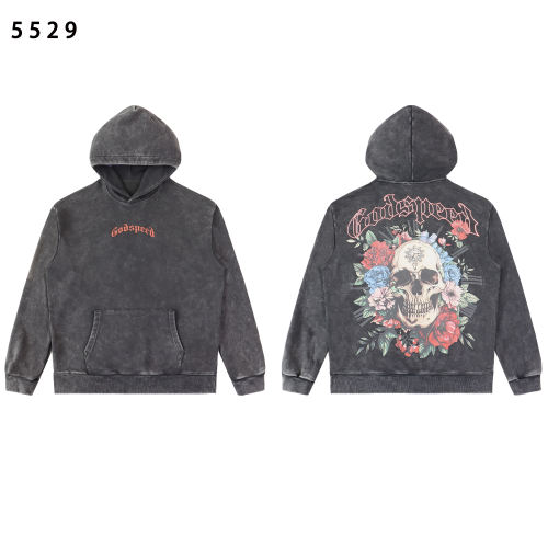 Skull Rose print Washed Version Hoodie 2 colors 28462023