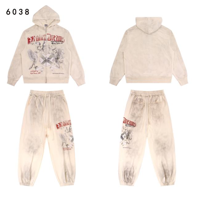 Eagle Evil Dragon God Print Washed Version Hoodie & Pants Set 2 colors 28705416