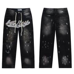 Rainbow Candy Embroidery Beaded Rhinestone Washed Jeans 2 colors 28899681