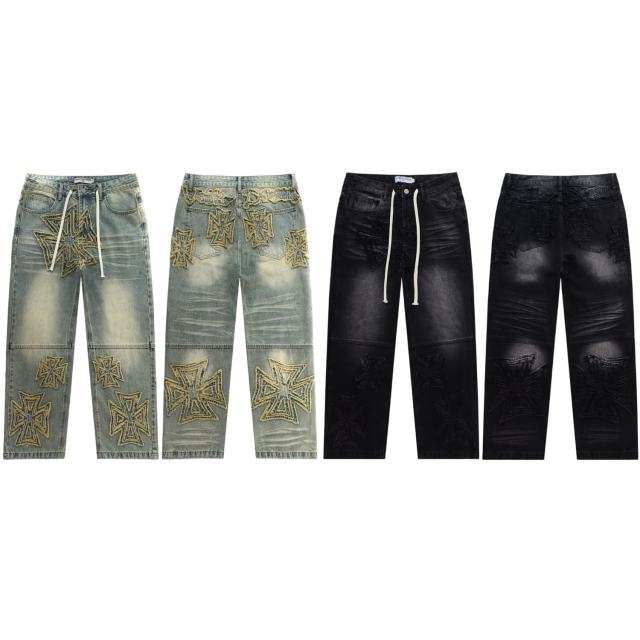 Rainbow Candy Wool Embroidery Washed Jeans 2 colors 28899680