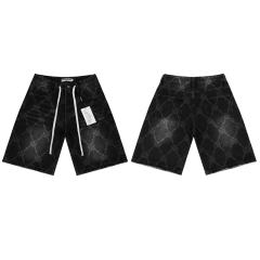 Quilted Laser-Cut Washed Denim Shorts 2 colors 28899678