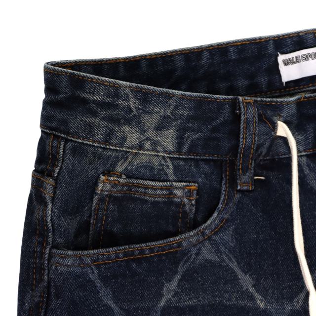 Quilted Laser-Cut Washed Denim Shorts 2 colors 28899678