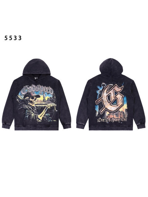 Skull Driving Print Washed Version Hoodie 2 colors 28476795