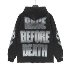 Skeleton Black Knight Print Washed Hoodie 28696540