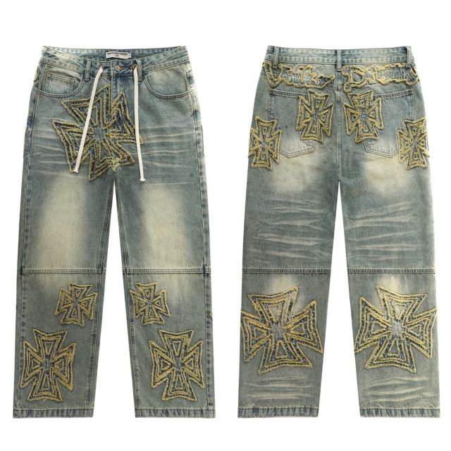 Rainbow Candy Wool Embroidery Washed Jeans 2 colors 28899680