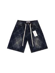 Quilted Laser-Cut Washed Denim Shorts 2 colors 28899678