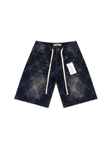 Quilted Laser-Cut Washed Denim Shorts 2 colors 28899678