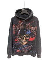 Black Cycling Suit Skull Print Washed Hoodie 2 colors 28696537
