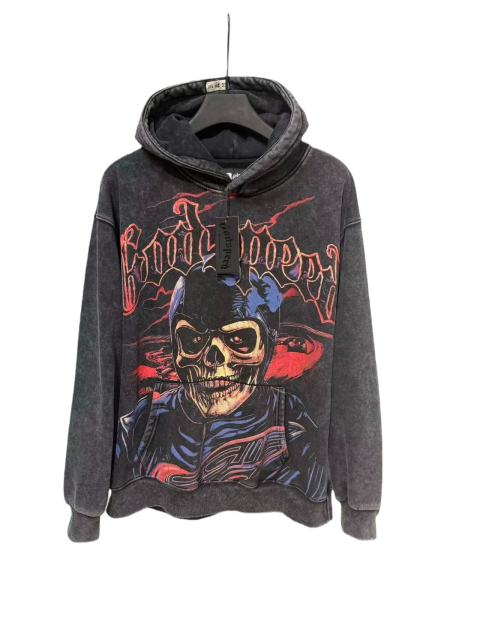 Black Cycling Suit Skull Print Washed Hoodie 2 colors 28696537