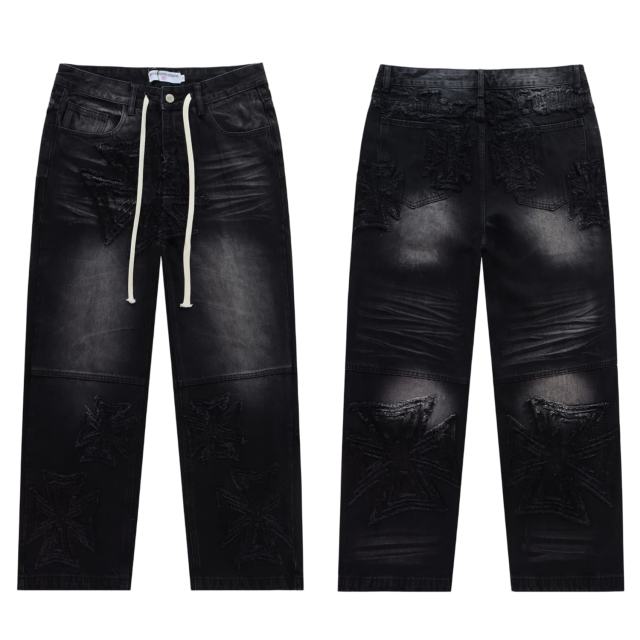 Rainbow Candy Wool Embroidery Washed Jeans 2 colors 28899680