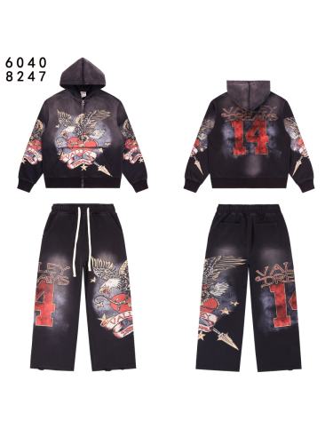 Eagle Star Magic Wand Print Washed Version Hoodie & Pants Set 3 colors 28705418