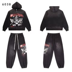 Eagle Evil Dragon God Print Washed Version Hoodie & Pants Set 2 colors 28705416