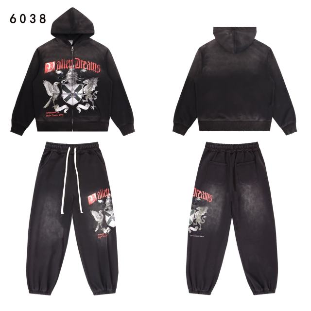 Eagle Evil Dragon God Print Washed Version Hoodie & Pants Set 2 colors 28705416