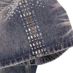 Sunflower Waterdrop Rhinestone Washed Denim Shorts 2 colors 28899679