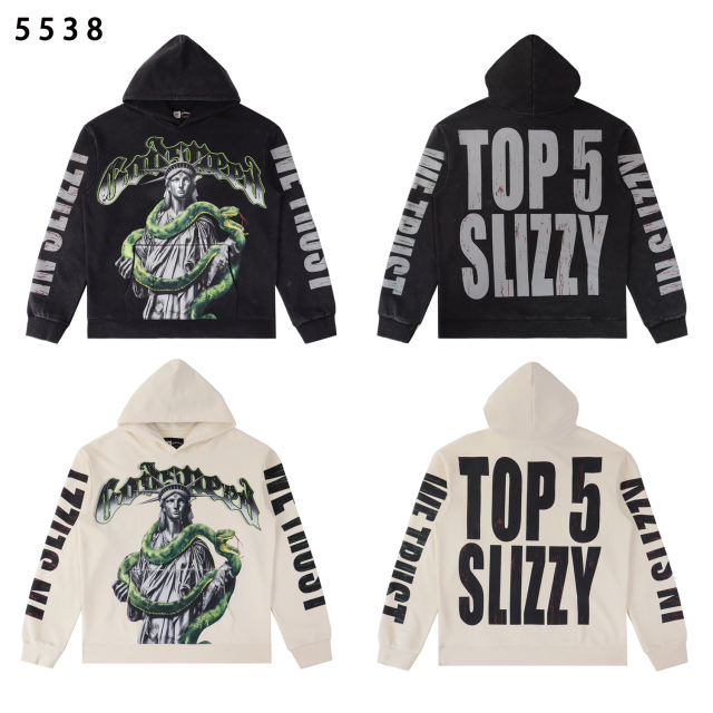 Statue of Liberty Snake Print Washed Version Hoodie 2 colors 28576292