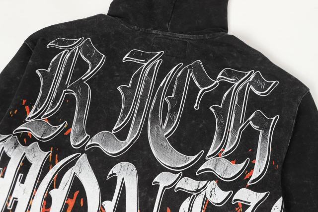 Skeleton Dollar Letter Print Washed Hoodie 2 colors 28690404