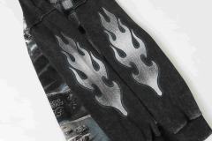 Skeleton Black Knight Print Washed Hoodie 28696540