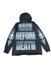 Skeleton Black Knight Print Washed Hoodie 28696540