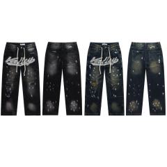 Rainbow Candy Embroidery Beaded Rhinestone Washed Jeans 2 colors 28899681