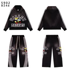 Angry Bee Print Washed Version Hoodie & Pants Set 4 colors 28705419