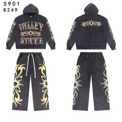 Gradient Sunflower Pattern Print Washed Version Hoodie & Pants Set 2 colors 28705417