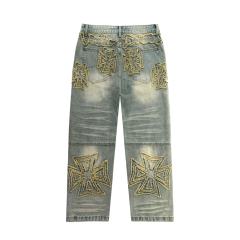 Rainbow Candy Wool Embroidery Washed Jeans 2 colors 28899680