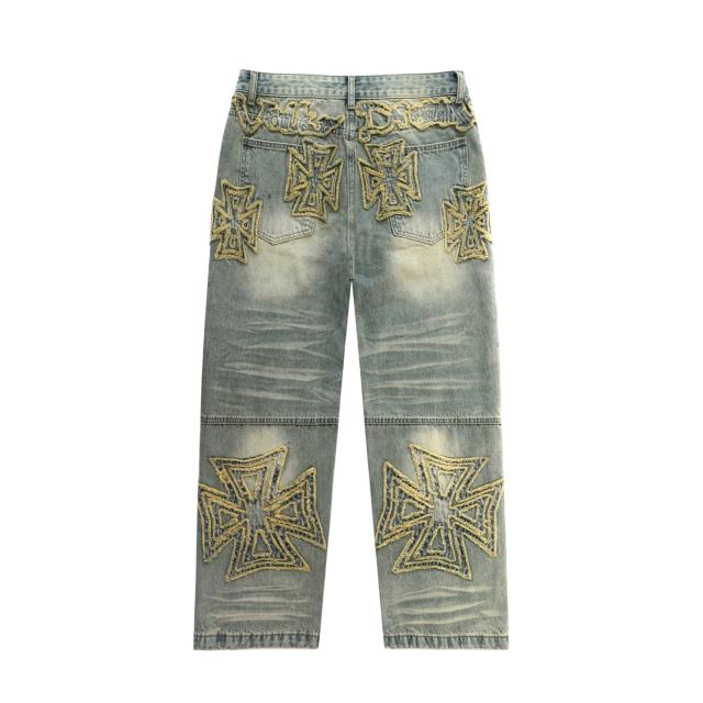 Rainbow Candy Wool Embroidery Washed Jeans 2 colors 28899680
