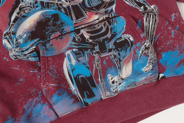 Skeleton Robot Print Washed Hoodie 2 colors 28696536