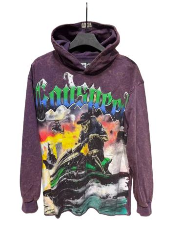 Dusk Skeleton Rowing Boat Print Washed Hoodie 28696541